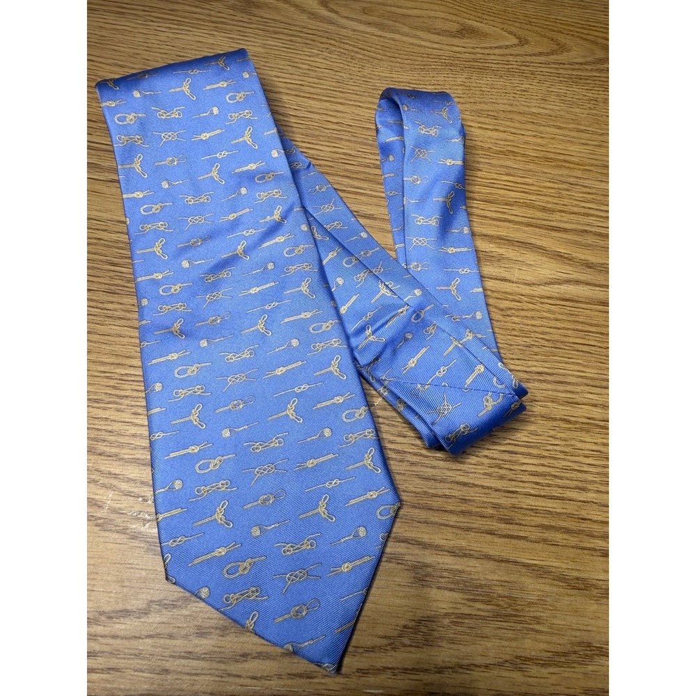 JUST KNOTS, Light Blue 100% Silk Tie by Alynn, Nautical Sailing